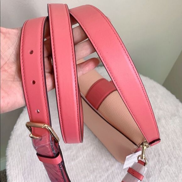 New Coach Genuine Leather Shoulder Bag In Colorblock - Picture 13 of 16